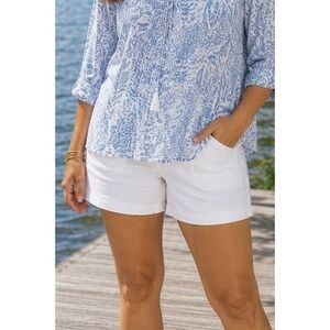 Athleta Womens Linen Shorts White 8 Cabo Drawstring Pockets Summer Casual Beach